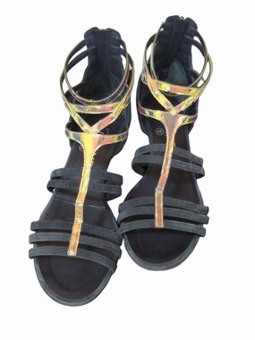 Chanel Navy Suede Gladiator Sandals 36.5